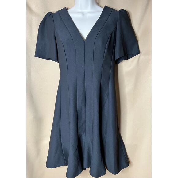 Kate Spade Black Paneled Crepe A-line Dress 2 - Picture 3 of 6